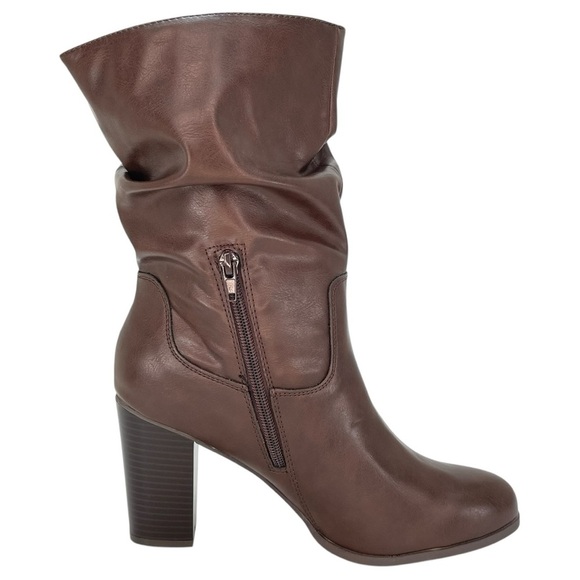 Style & Co. Saraa Chocolate Faux Leather Ruched Womens Booties Size 6M - Picture 6 of 13